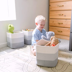 NaturalCozy basket with hidden reinforced handles for easy carrying and a sleek look.