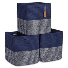 NaturalCozy storage cubes 11-inch cotton rope basket folded for compact storage.
