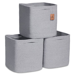 NaturalCozy storage cubes 11-inch cotton rope basket folded neatly for easy setup