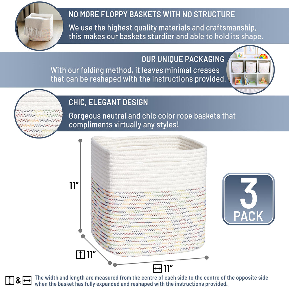 NaturalCozy 11-inch basket opened showing extra storage space for toys and blankets