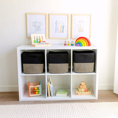 NaturalCozy Storage Cubes folded-flat closeup shows easy reshaping.