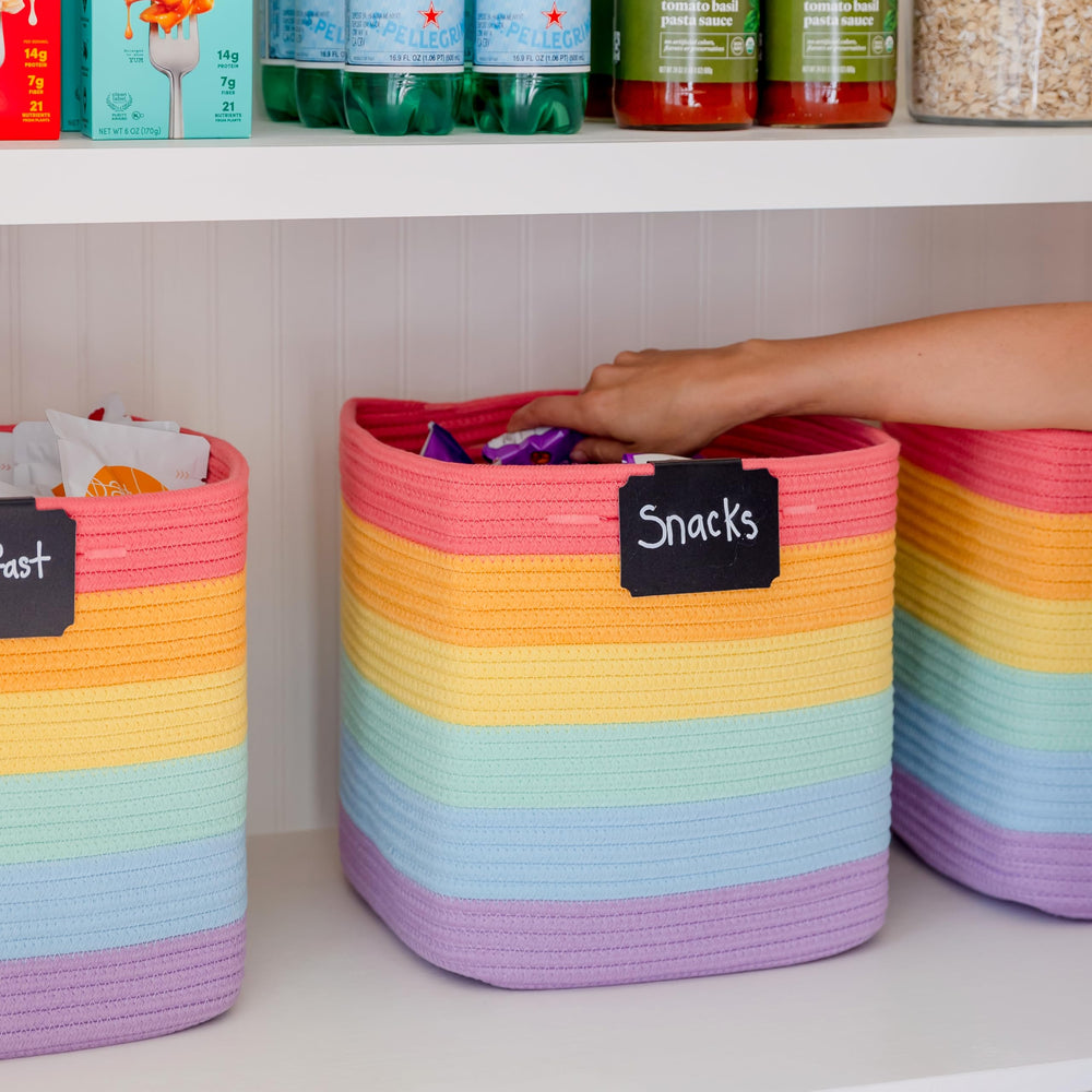 NaturalCozy 11-inch basket in closet reveals extra storage space for blankets
