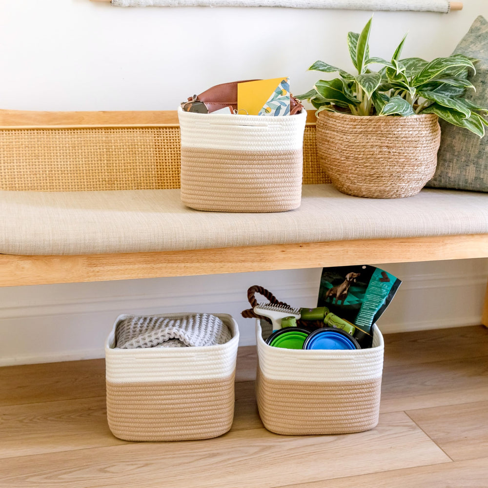 NaturalCozy bathroom closet storage cube keeping items tidy and accessible