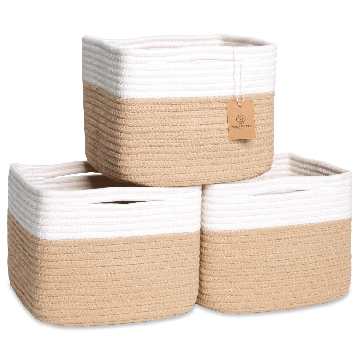 NaturalCozy storage cubes folded-structure for neat shelf organization