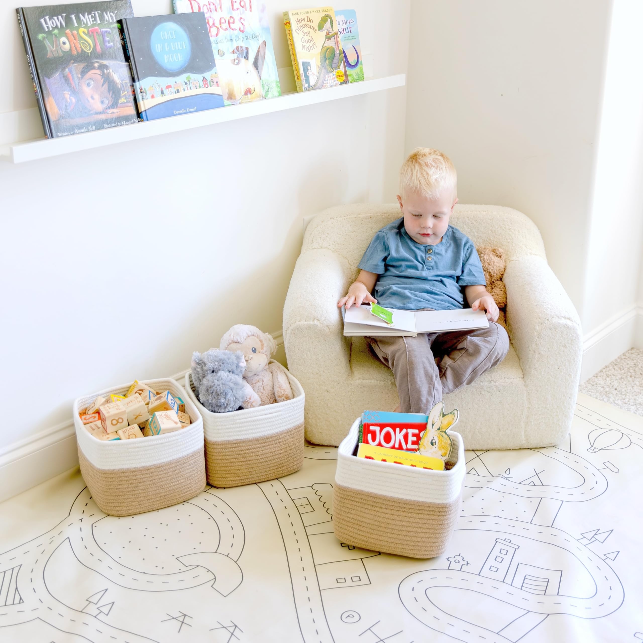 NaturalCozy storage cubes hidden-handles provide easy lifting with a clean look