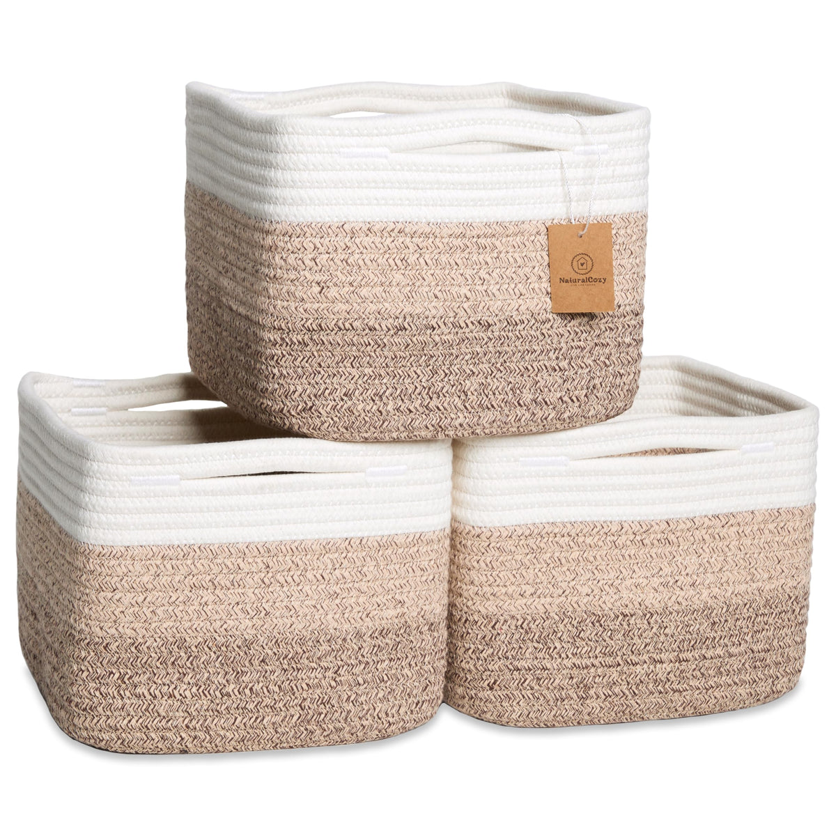 NaturalCozy Storage Cubes 9x9x7 pack shot show sturdy, odor-friendly organization for shelves.