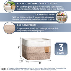 NaturalCozy storage cubes 9x9x7 stacked neatly on a shelf demonstrating space-saving versatility.