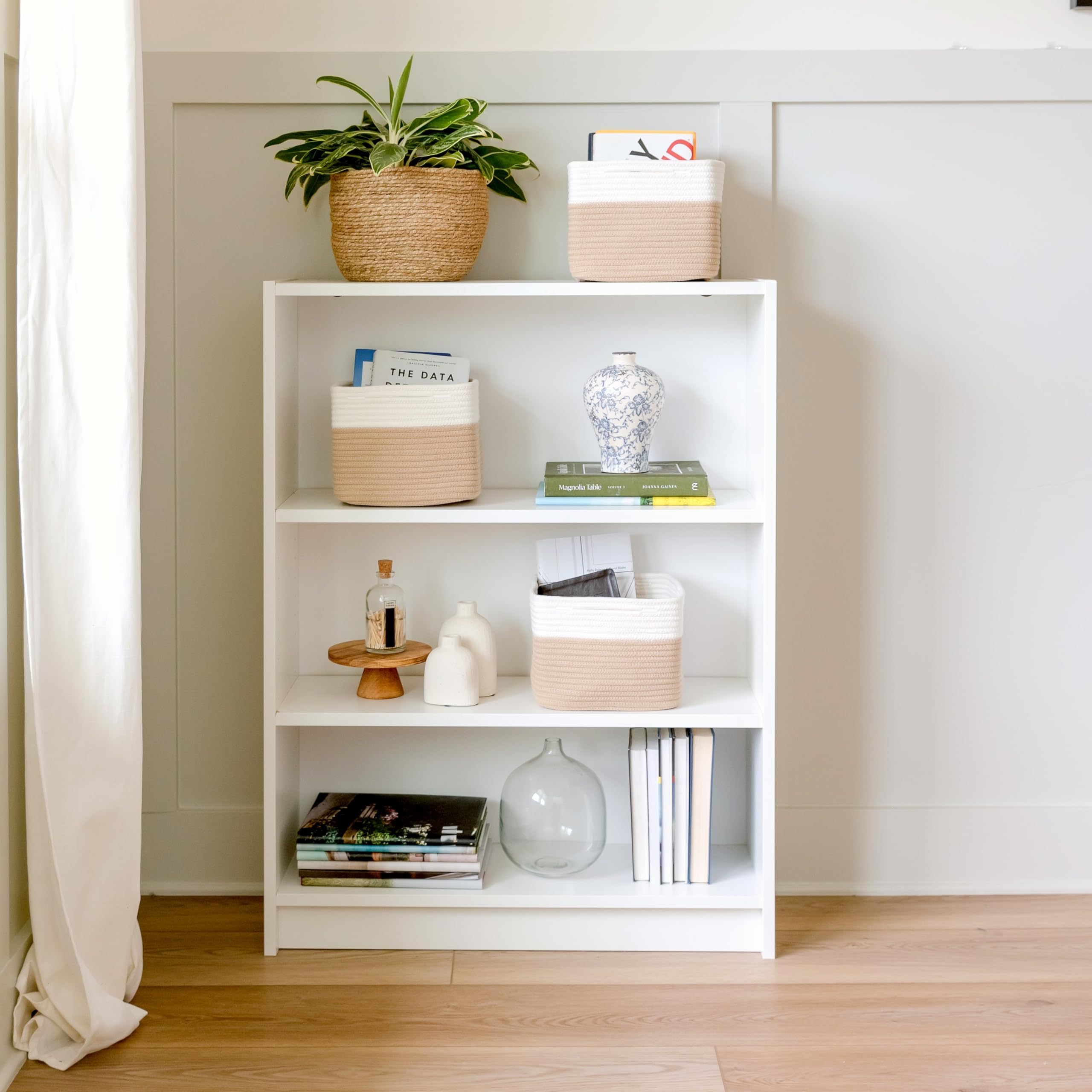 NaturalCozy storage cubes used for toy organization in a playroom