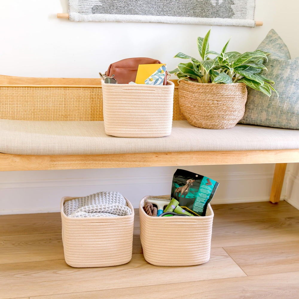 NaturalCozy Storage Cubes decorative-plant-storage pair with pots for tidy greenery.