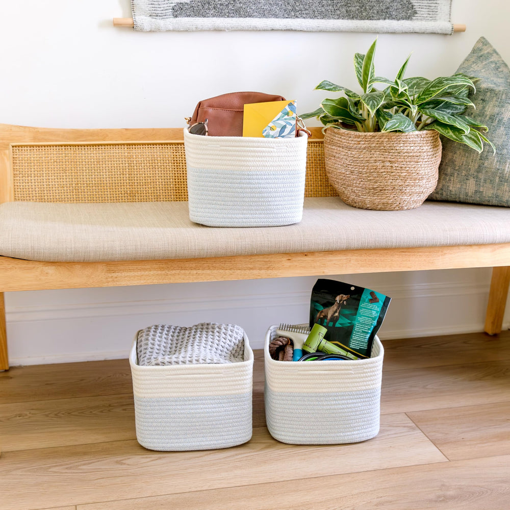 NaturalCozy durable fabric cube suitable for toy and blanket storage.