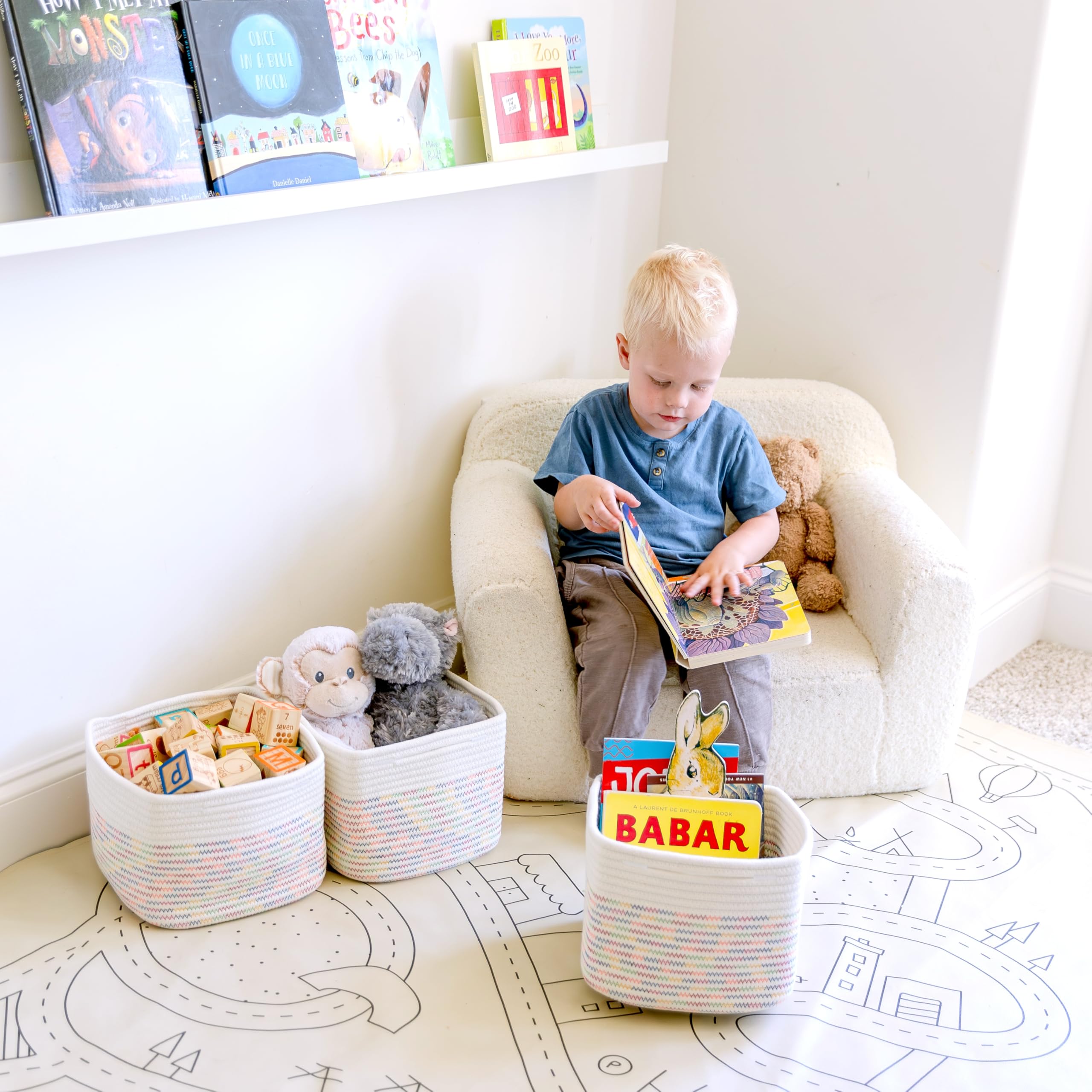 NaturalCozy storage cubes feature reinforced hidden handles for easy lifting.