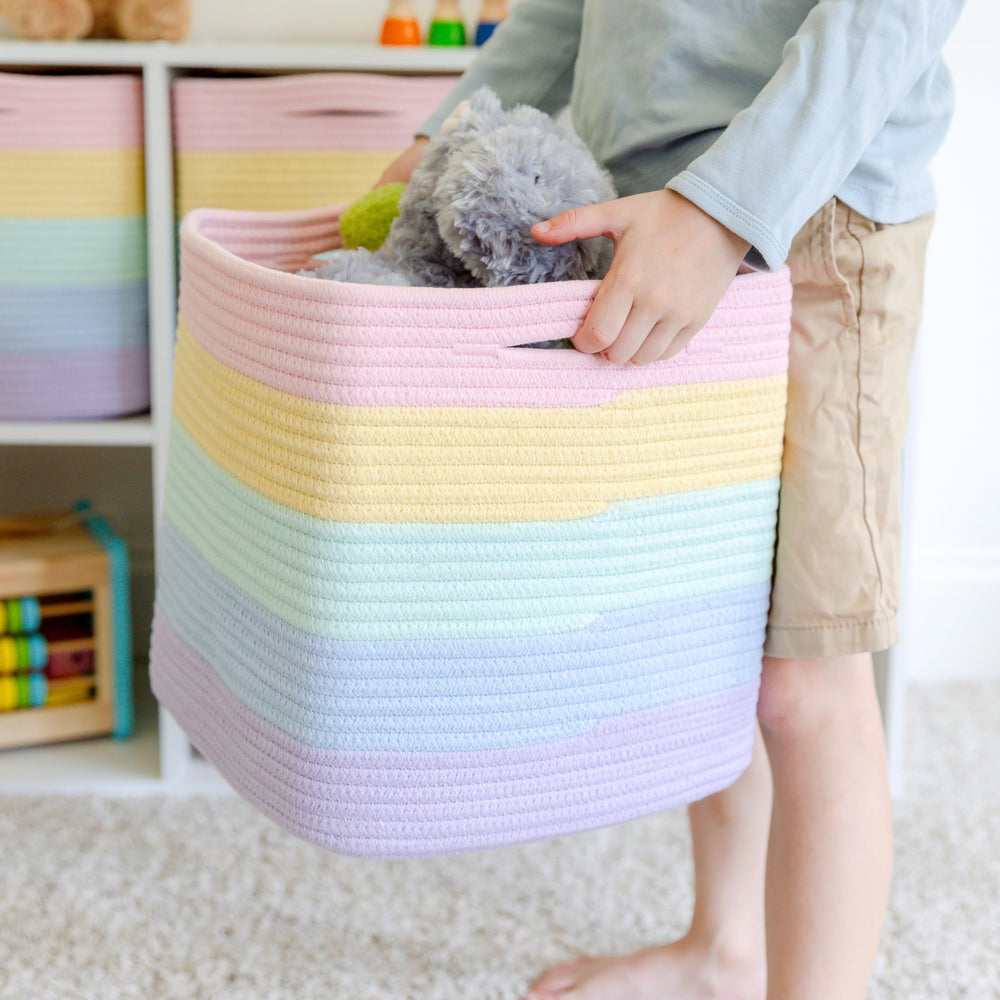 NaturalCozy storage cubes in kids room organize toys and blankets efficiently
