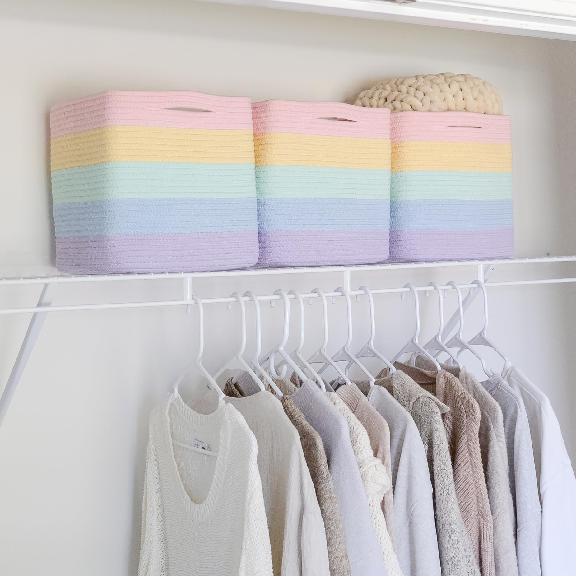 NaturalCozy nursery setup with storage cubes for baby items and essentials