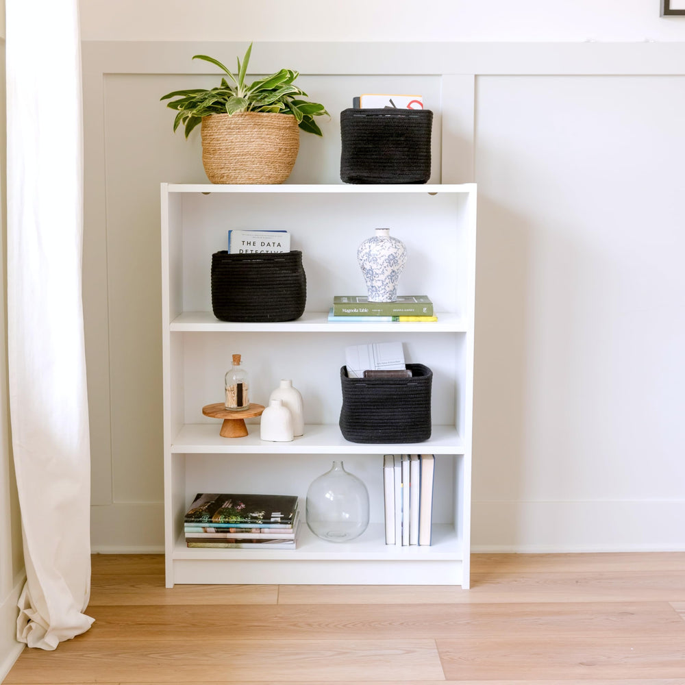 NaturalCozy storage cubes nursery organization depicts kid friendly storage on a shelf