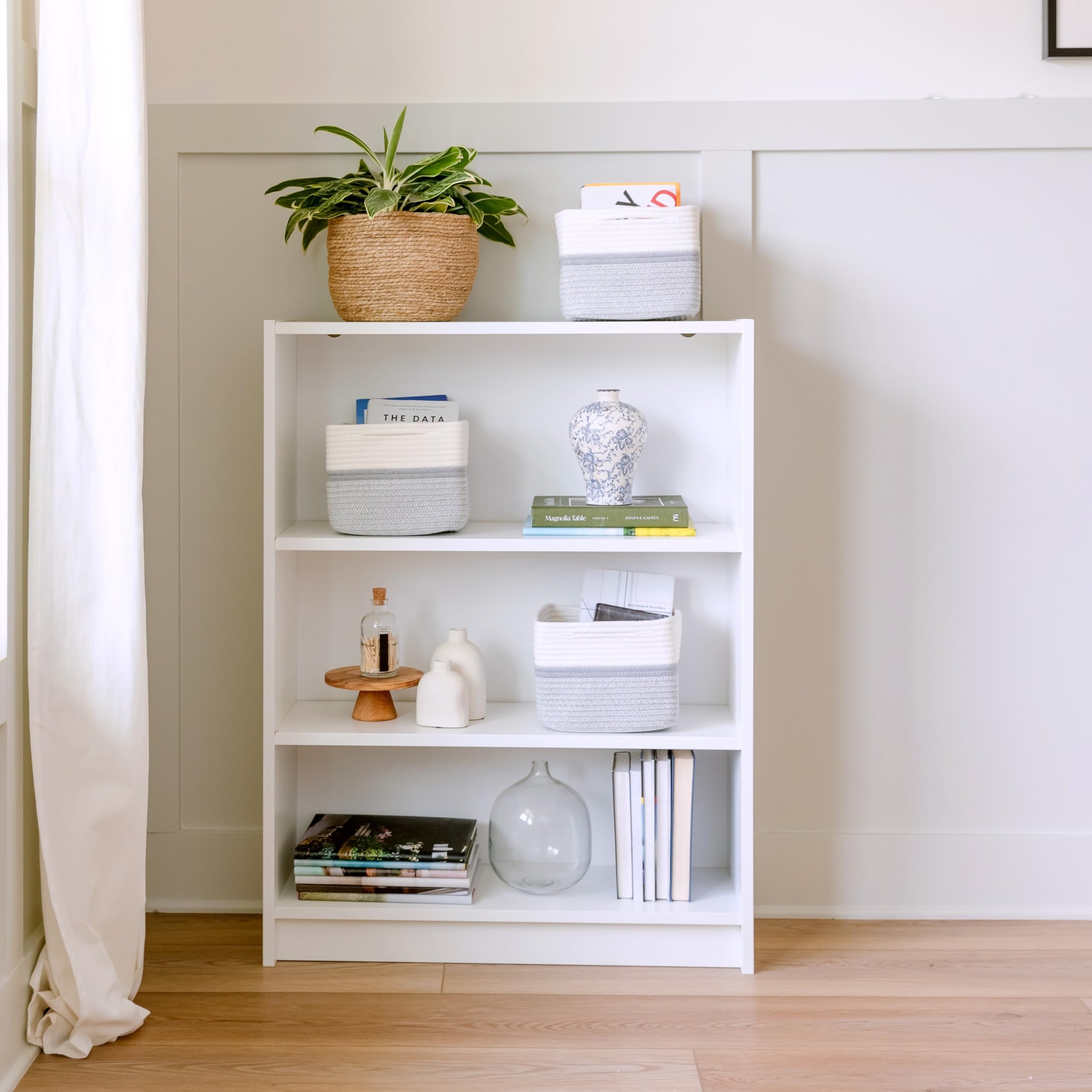 NaturalCozy storage cubes in pantry demonstrate compact, efficient organization