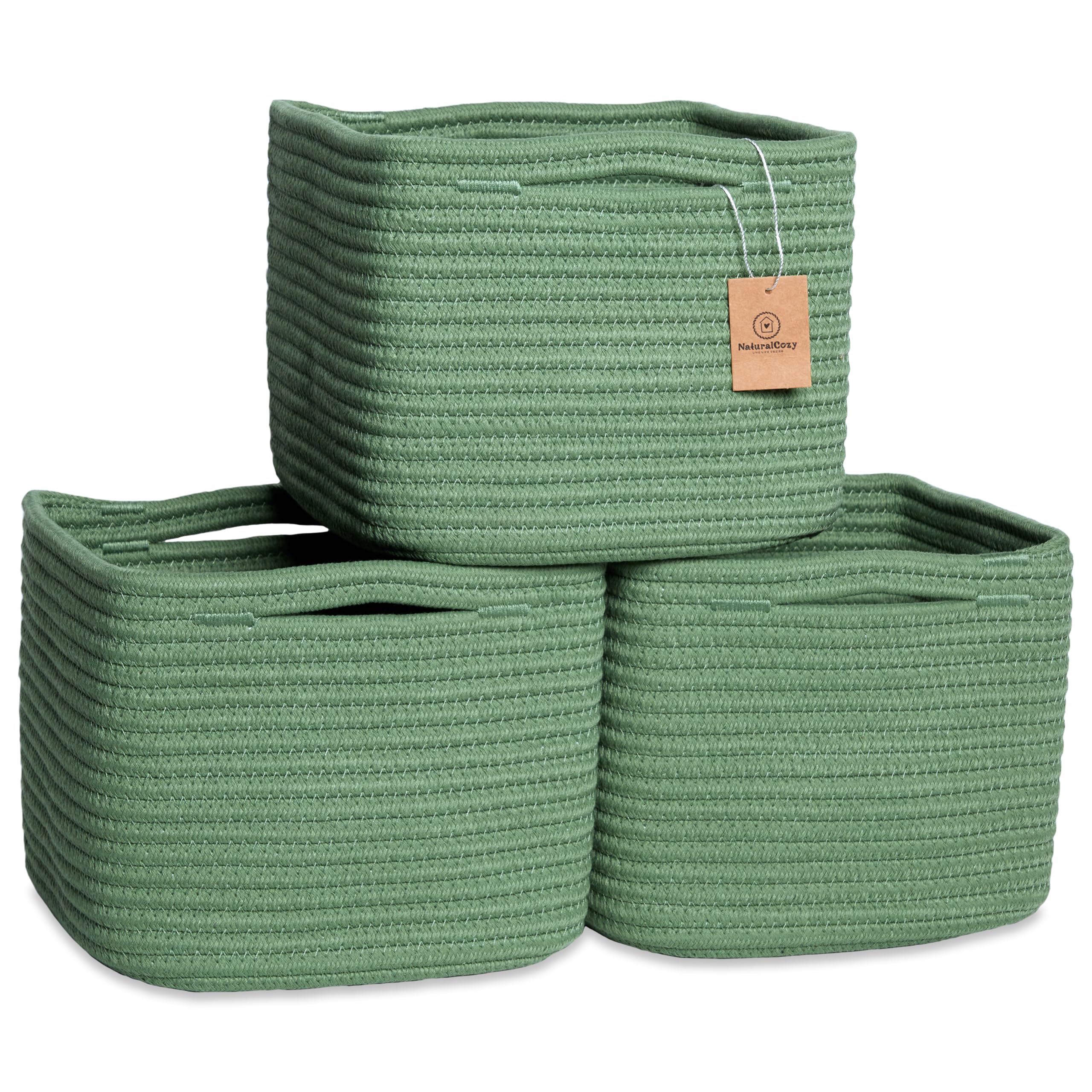 NaturalCozy storage cubes close-up showing firm structured cotton rope basket