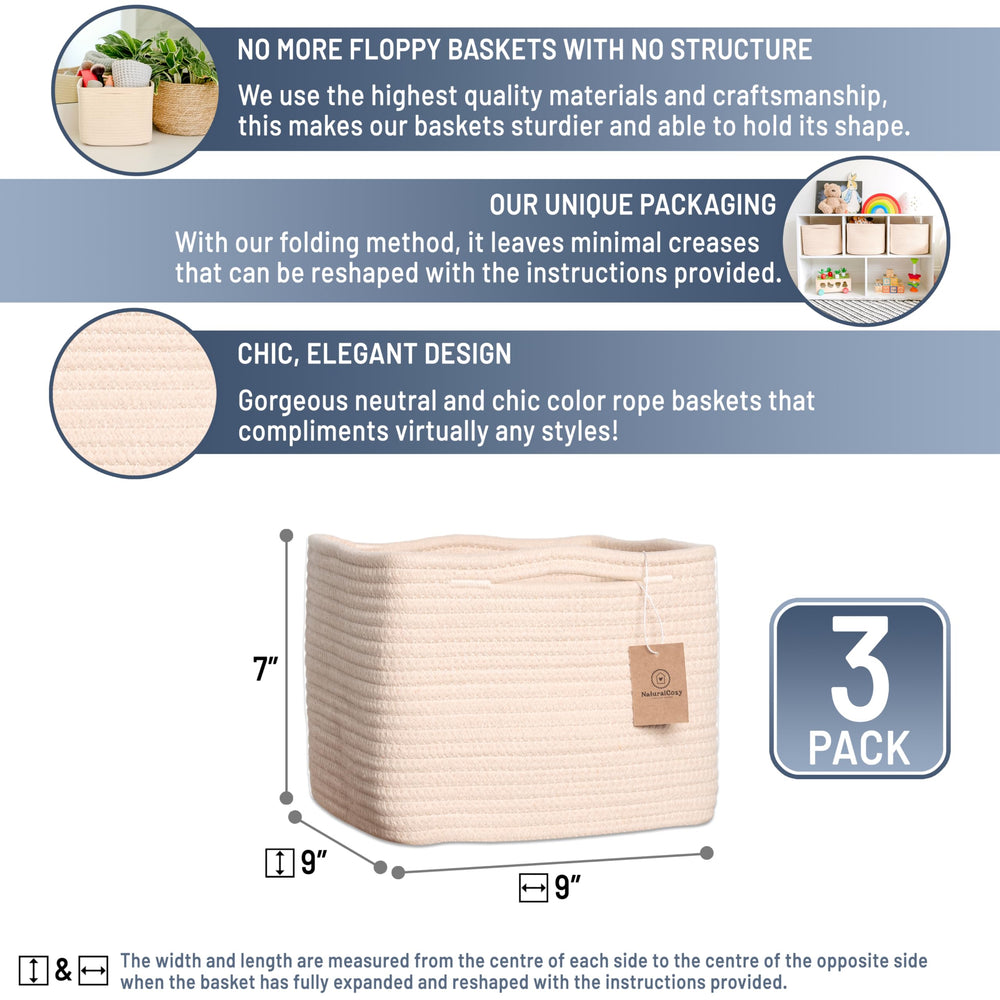NaturalCozy Storage Cubes sturdy-form maintain shape for tidy open shelving.