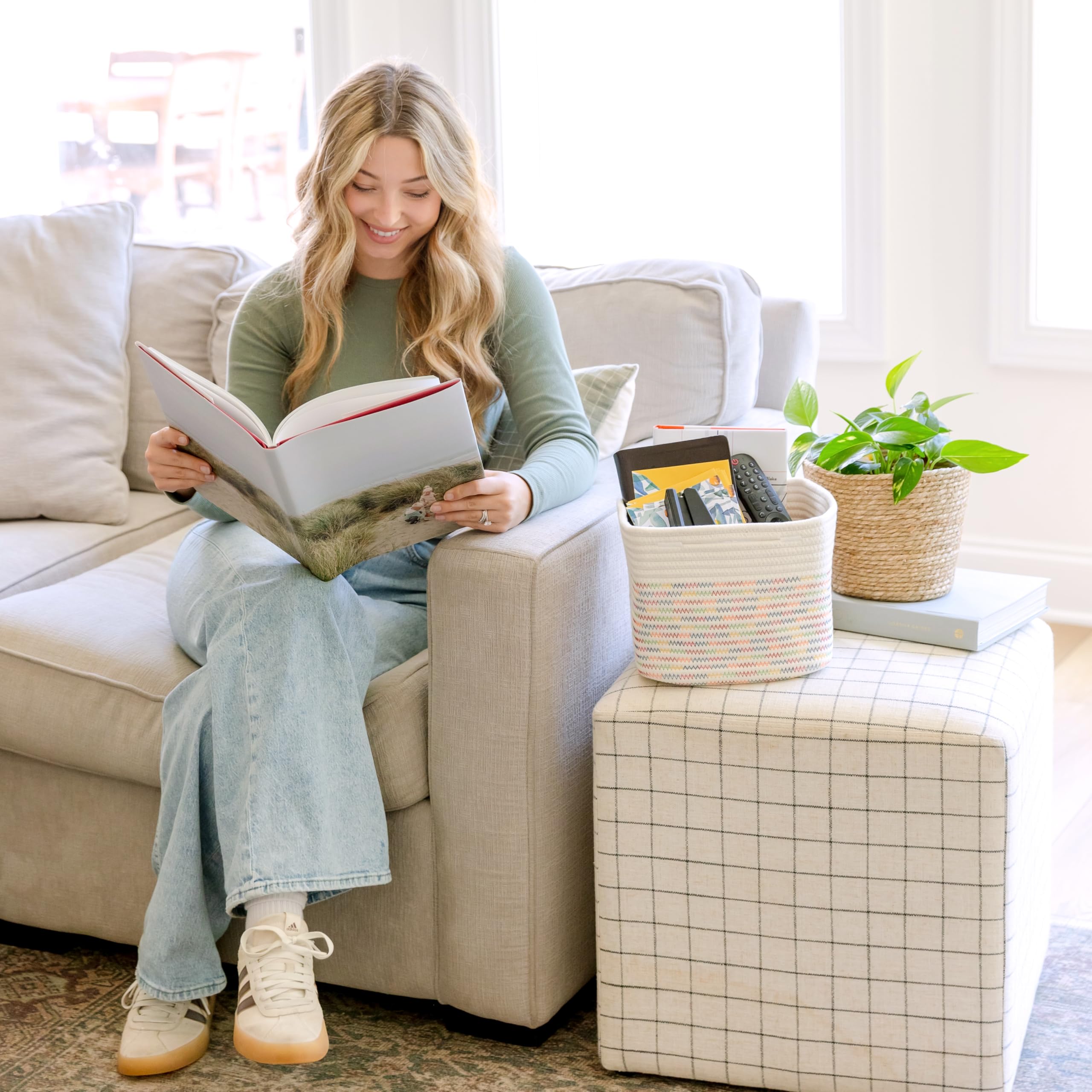 NaturalCozy rope bins accent home decor with clean, minimal aesthetics.