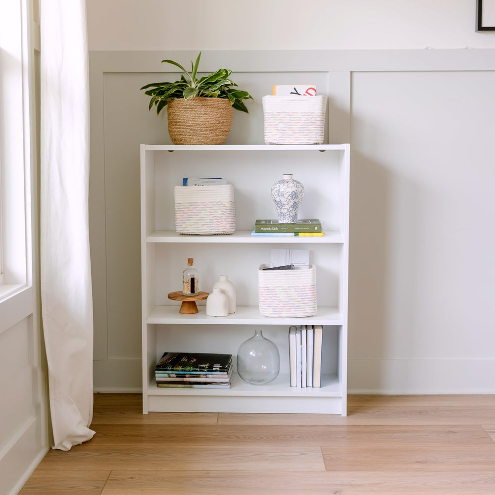 NaturalCozy 9x9x7 bins resist wrinkling and hold their shape.