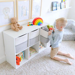 NaturalCozy woven basket on a shelf demonstrates space-saving storage.