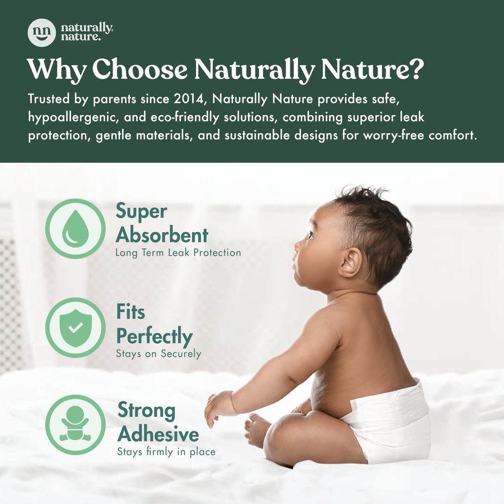 Naturally Nature Adhesive-Strip Closeup highlights secure fit for wriggly toddlers.