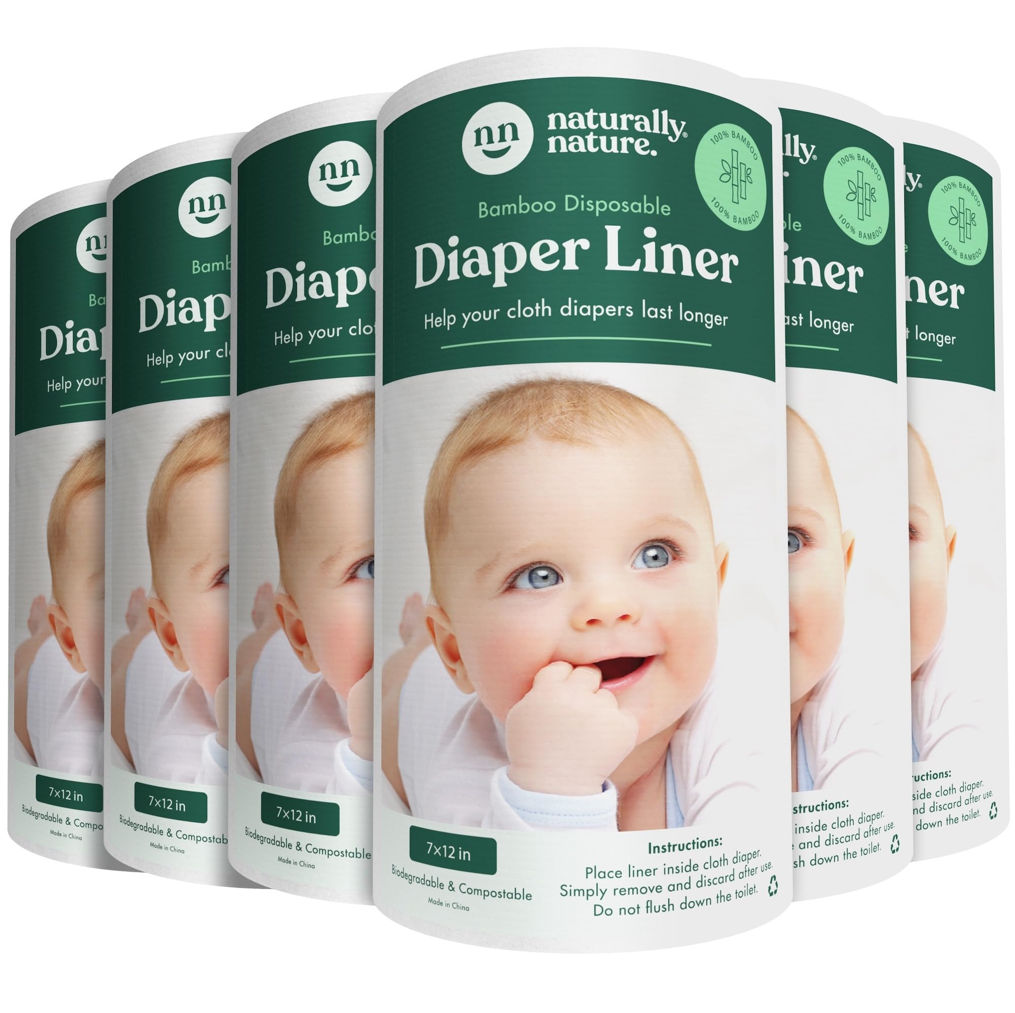 Naturally Nature diaper liners pack-front view for easy daily diaper changes