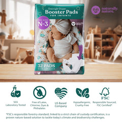 Naturally Nature overnight pads inside diaper — high absorbency for wetter nights