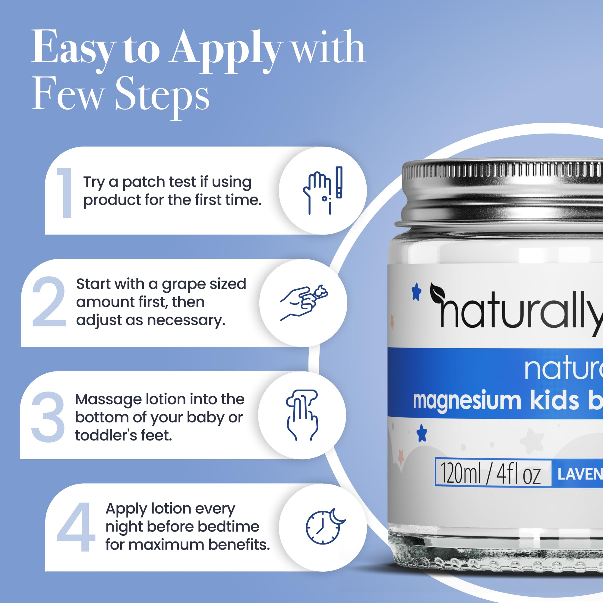 NaturallyMum magnesium lotion mango butter jar emphasizes moisturizing smooth skin.