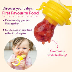 NatureBond teether use during chewing to soothe teething while feeding solids