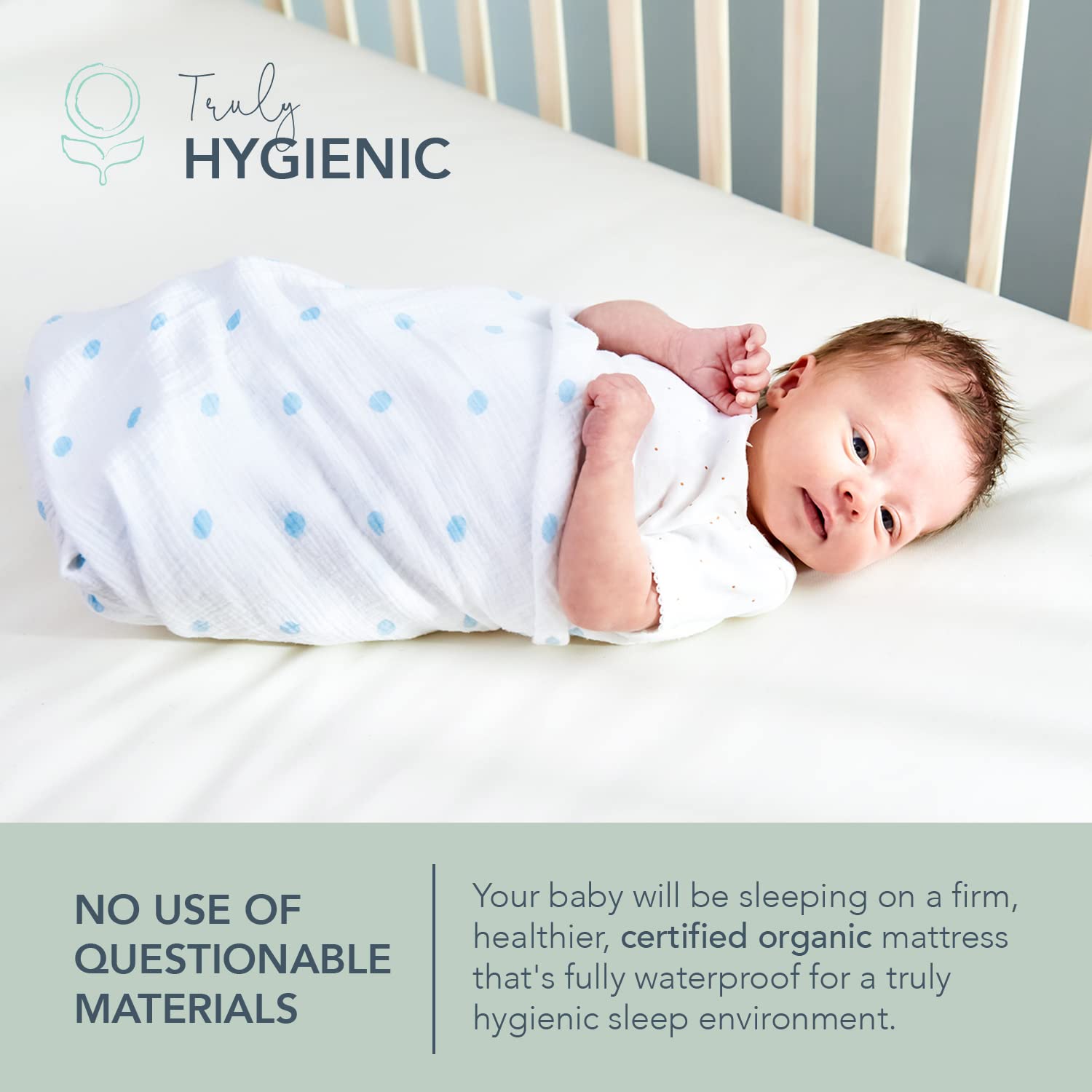 Naturepedic 2-stage infant-to-toddler design offers firm infant support and toddler comfort.
