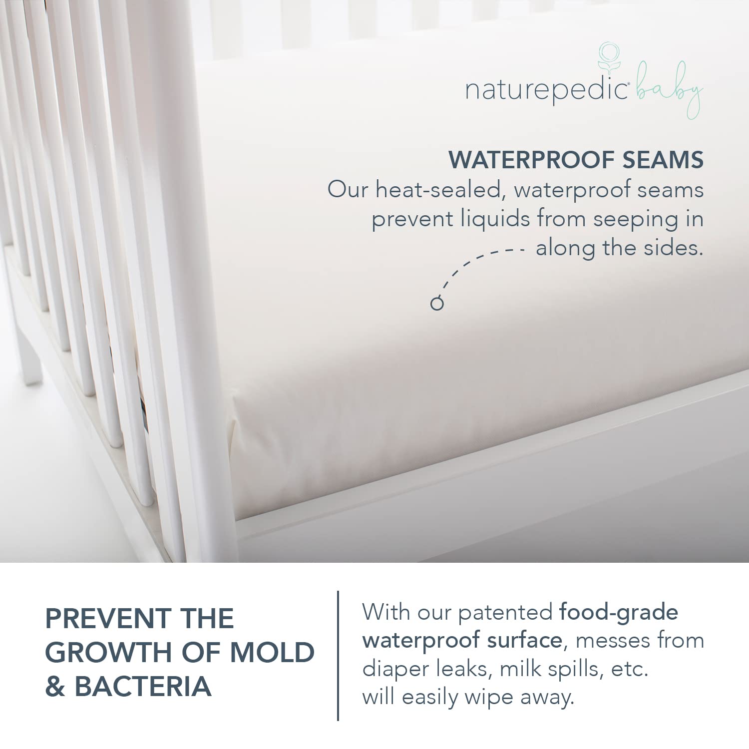 Naturepedic lightweight 11-lb mattress featured for easy handling.
