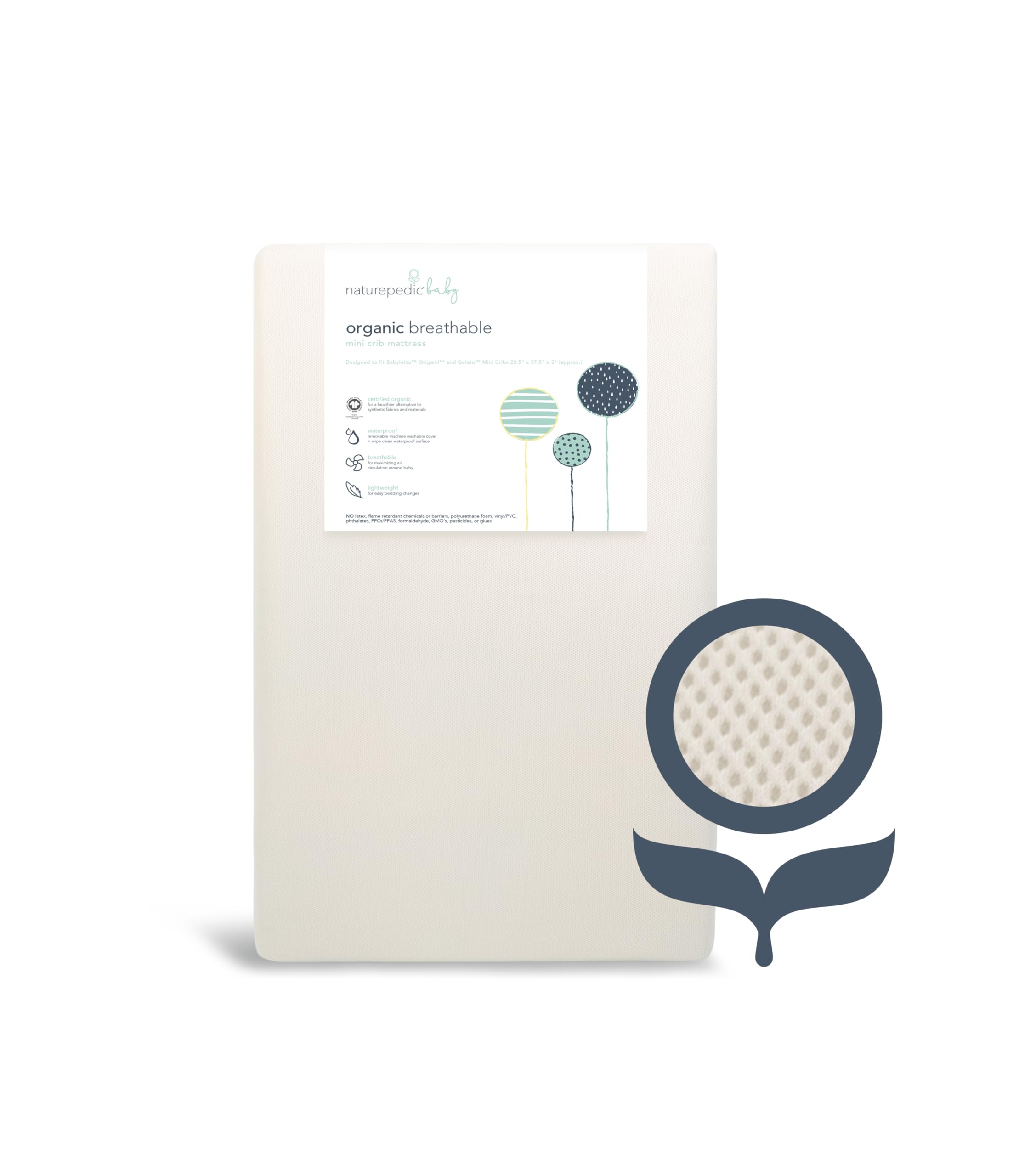 Naturepedic Organic Mini Crib Mattress proudly made in the USA