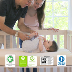 Naturepedic sugarcane waterproof coating keeps surface breathable and clean during everyday use