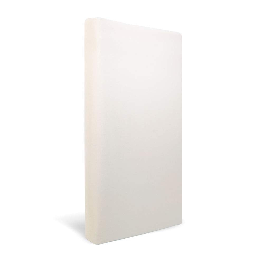 Naturepedic protector pad demonstrates easy-clean waterproof surface for spills and messes