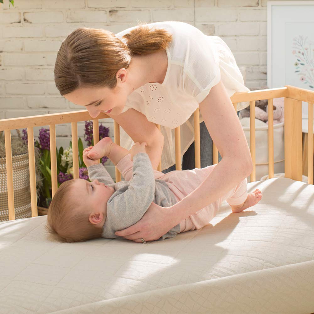 Naturepedic wavesupport core lightweight mattress shown from side for easy handling and portability