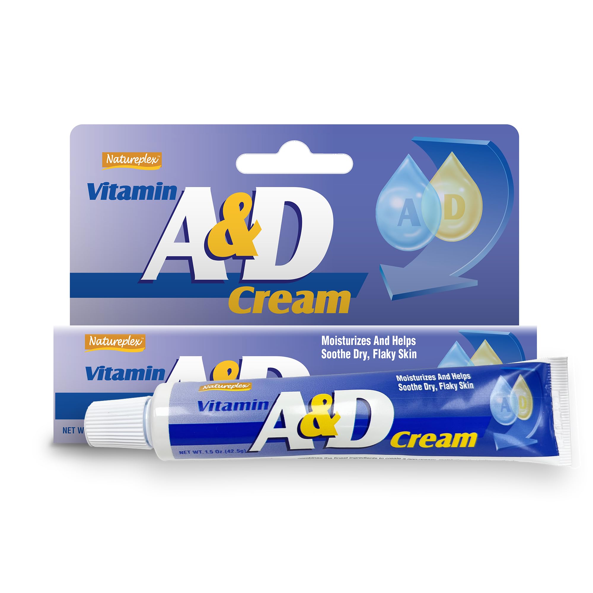 Natureplex A&D Cream tube shown for quick diaper rash relief and skin protection