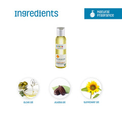 Nature's Baby Organics baby oil on skin shows quick-absorb, non-greasy hydration.