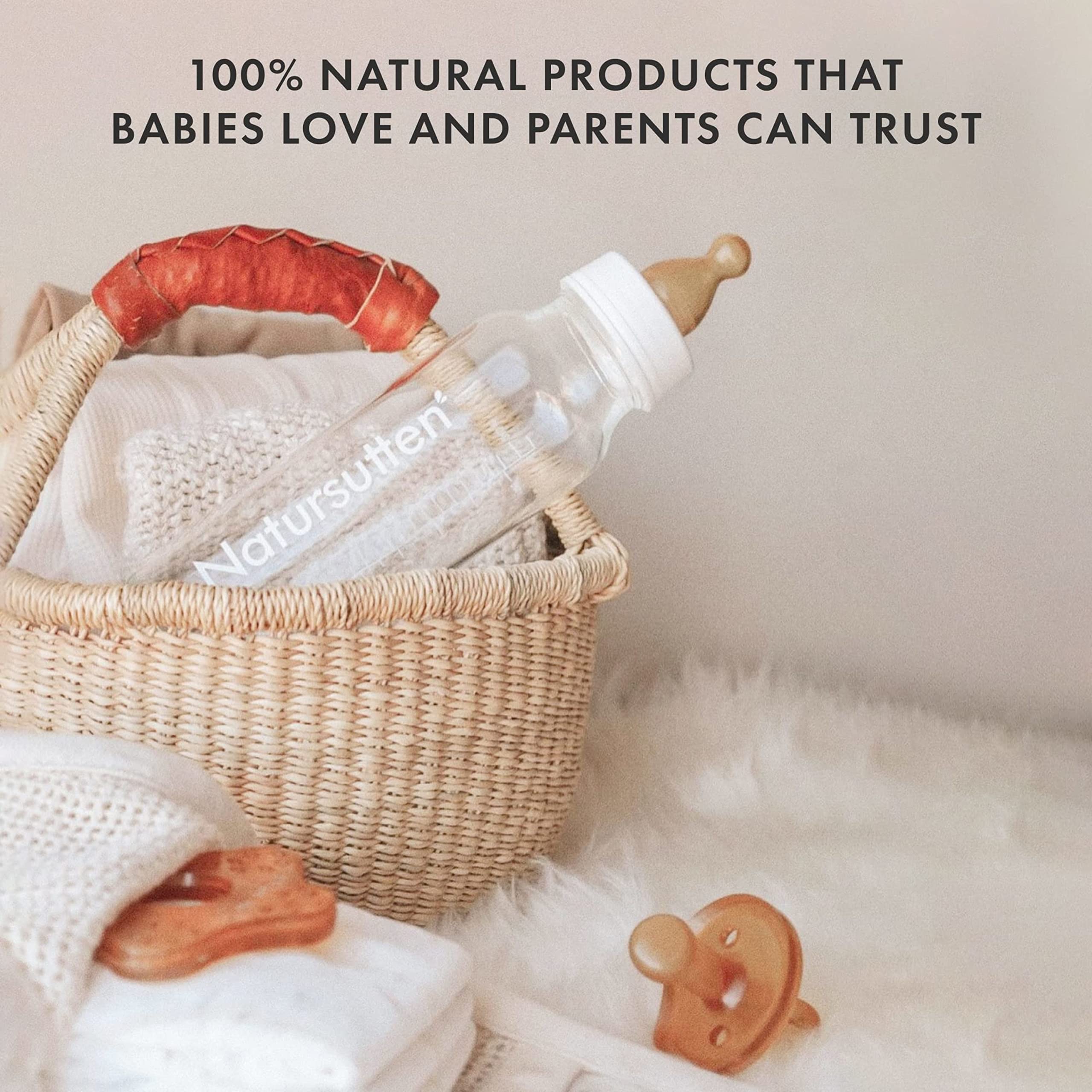 Natursutten fast-flow nipple eco packaging reflects sustainable, family-friendly product.