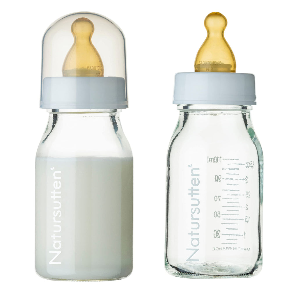 Natursutten glass baby bottle 8oz front view showcases durable borosilicate glass for safe feeding