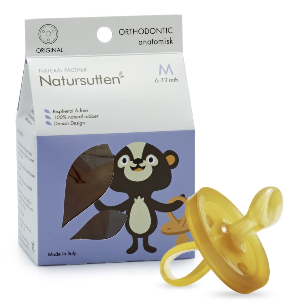 Natursutten pacifier medium-size for 6-12 months offers gentle soothing with natural rubber