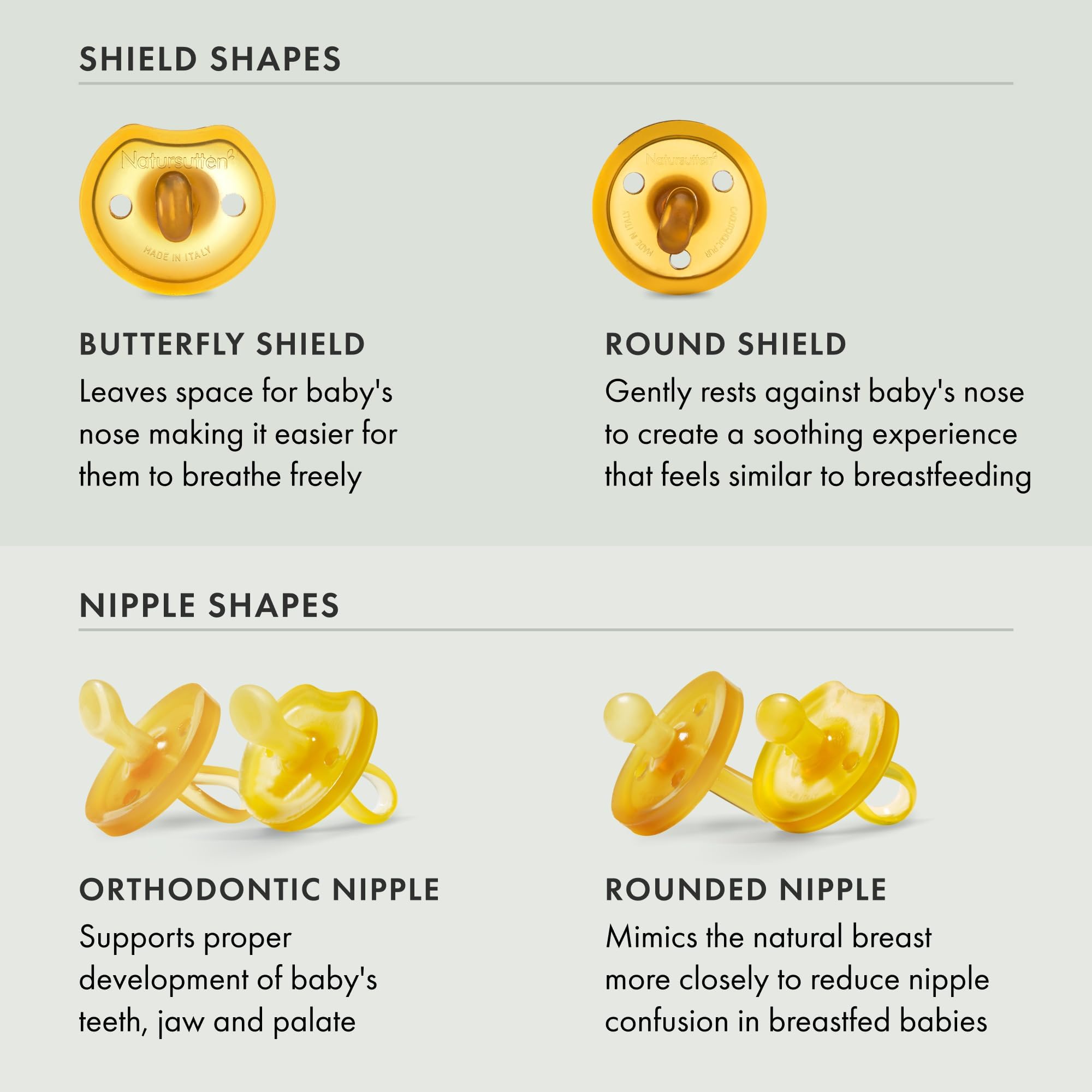 Natursutten pacifier made from natural rubber for softness and safety
