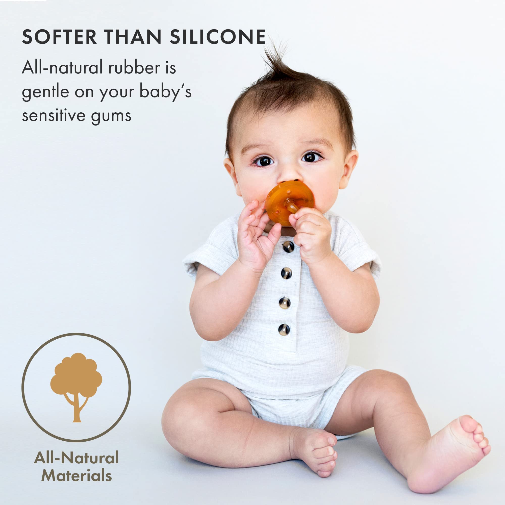 Natursutten pacifier round-shield design supports breathing with nose clearance