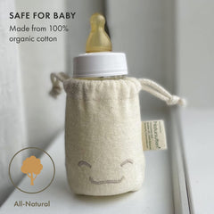 Natursutten PaciPouch with PaciPixy smiling face aids quick pacifier recognition.