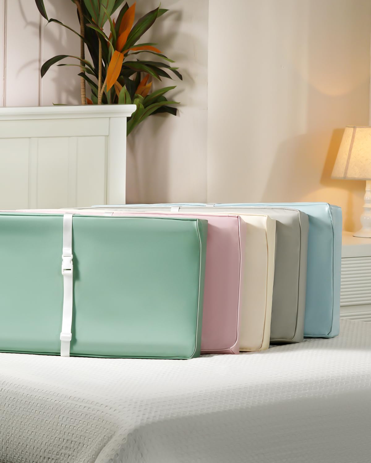 Navari beige changing pad blends with nursery decor.