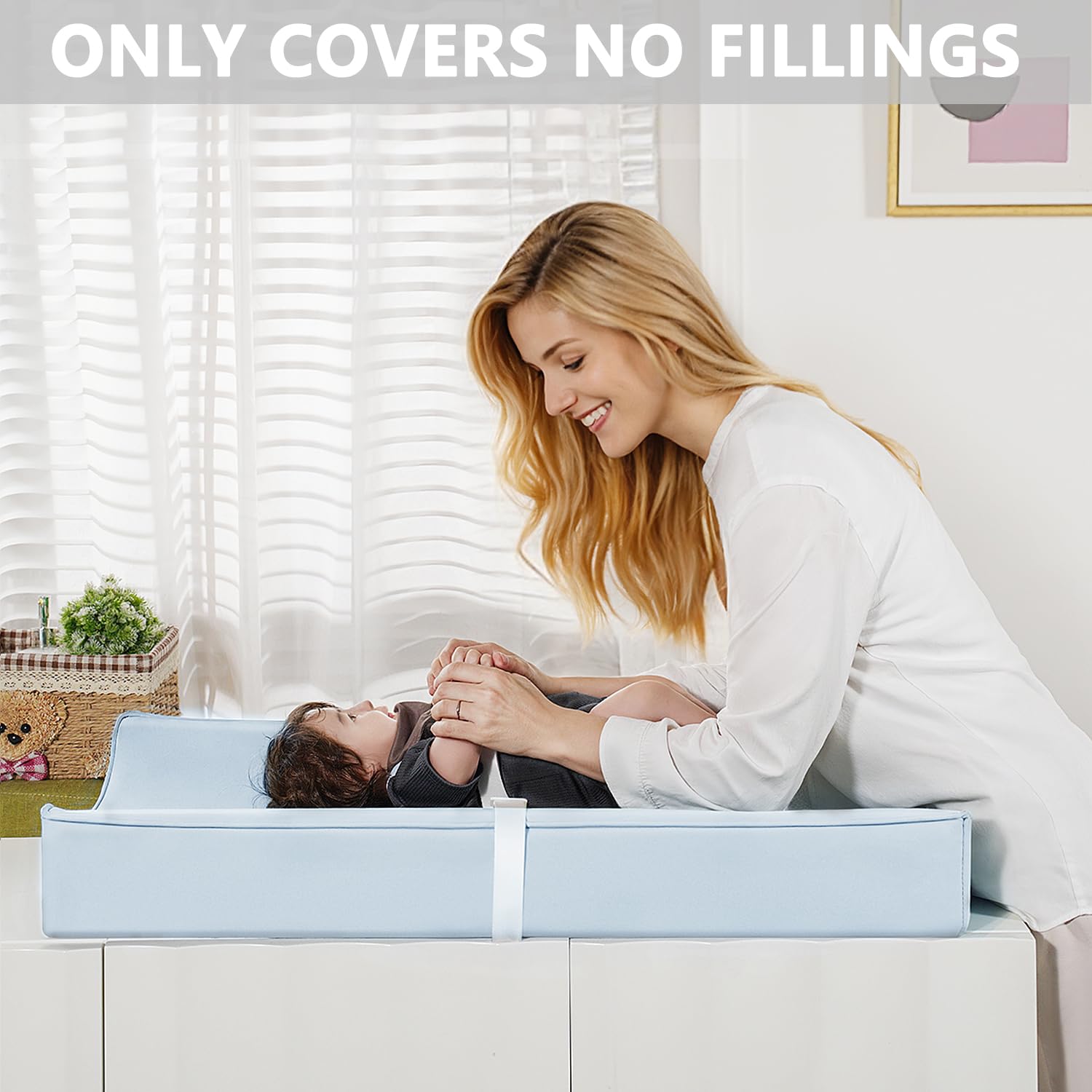 Navari blue changing pad cover fits standard changing pads for universal nursery use.
