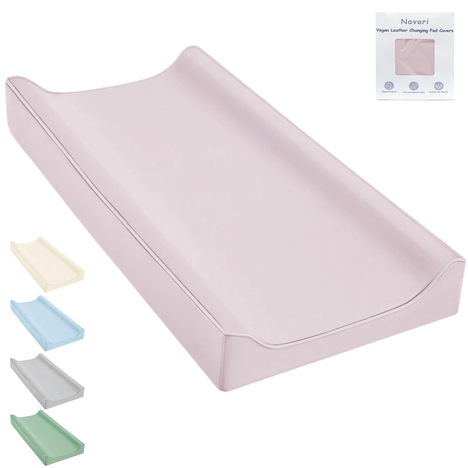 Navari vegan leather changing pad cover with waterproof protection for clean diaper changes.