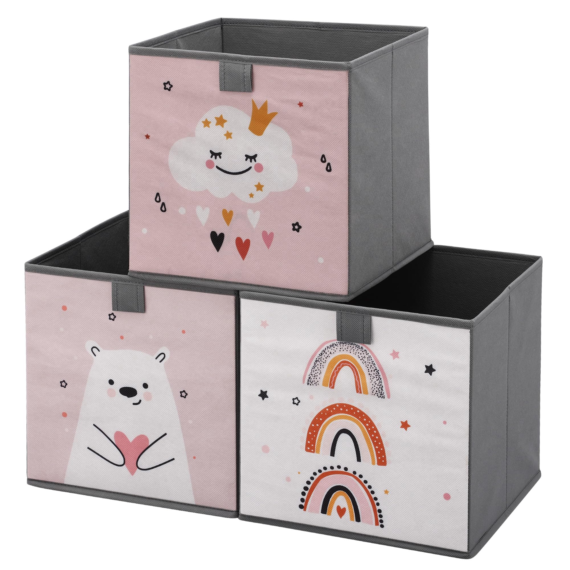 Navaris Kids Storage Cubes foldable design enables easy toy organization.