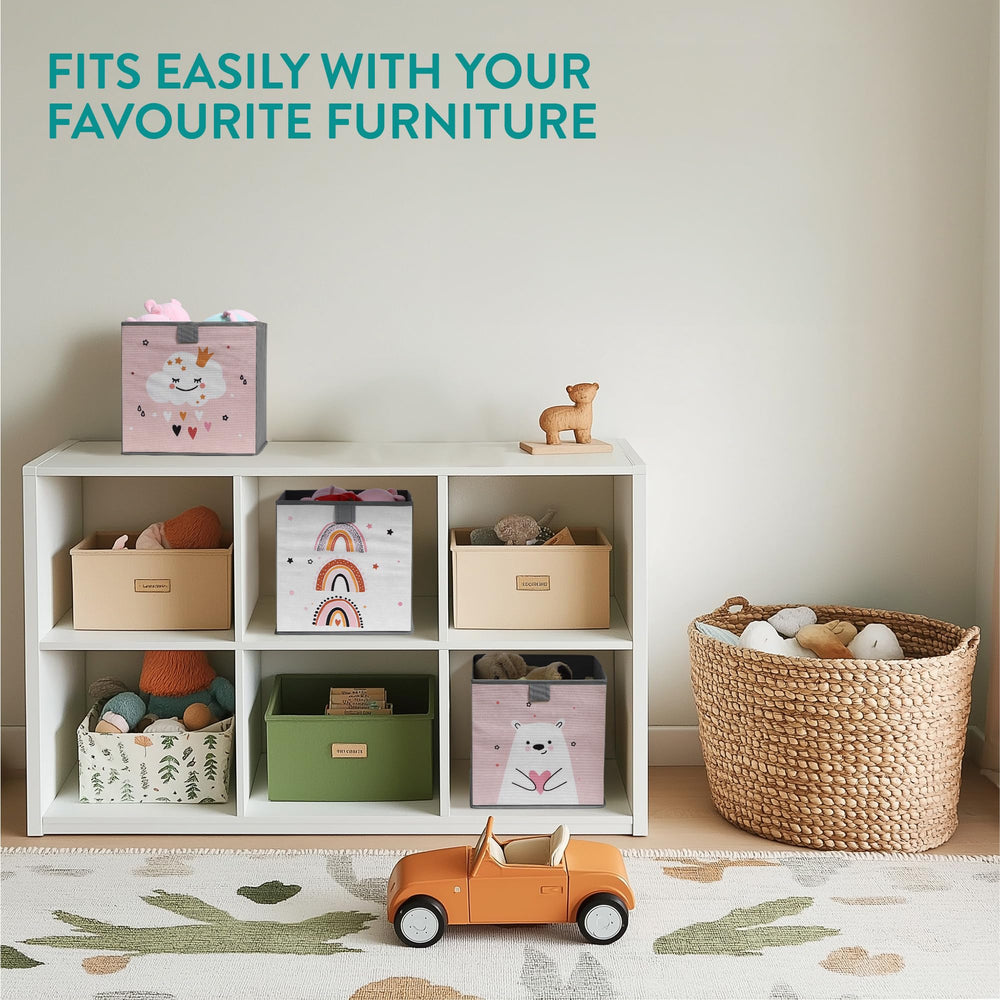 Navaris Kids Storage Cubes with handle loop for easy access.