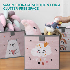 Navaris Kids Storage Cubes on a shelf save space and boost order.