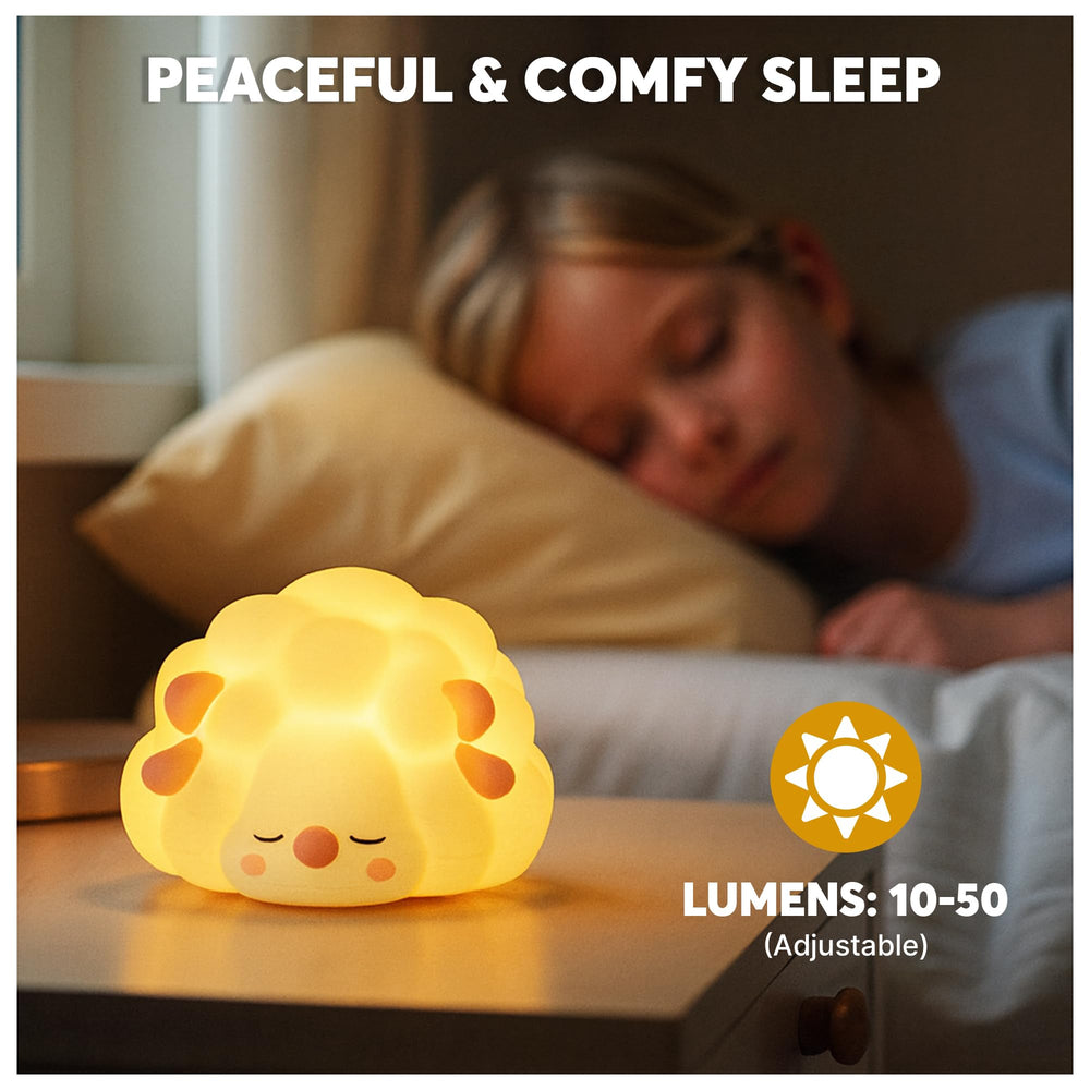 NAVAZAR LED night light provides warm, comforting illumination for bedtime rituals.